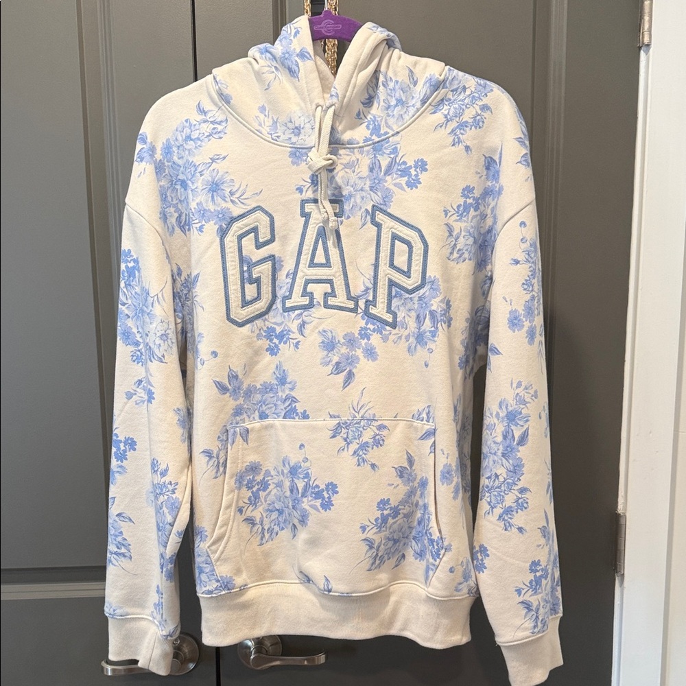 GAP Sz Large, Blue Floral Hoodie & Sweatpants Set - Picture 2 of 4